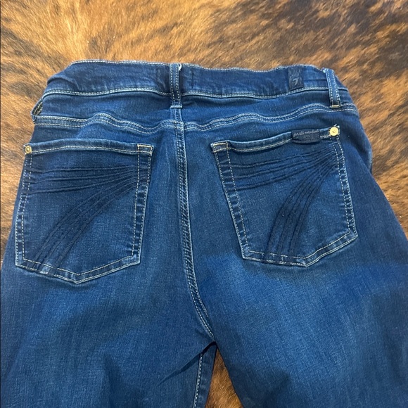 7 For All Mankind Dark Blue Dojo Flare Tailorless jeans Jeans - Picture 3 of 7